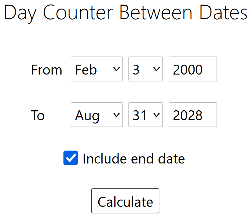 Days Between Dates Calculator